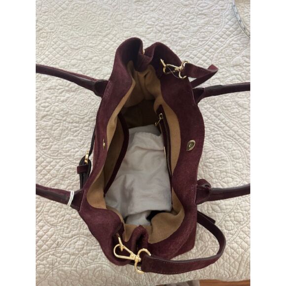 NWT Viola Castellani Ciao! Suede Leather Satchel, Wine, Made in Italy. - Picture 5 of 10
